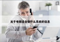 关于电销适合做什么系统的信息