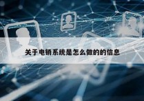 关于电销系统是怎么做的的信息