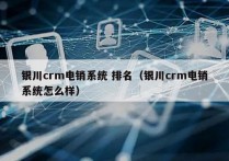 银川crm电销系统 排名（银川crm电销系统怎么样）