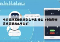 电销管理系统数据怎么导出 排名（电销管理系统数据怎么导出的）