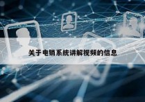 关于电销系统讲解视频的信息