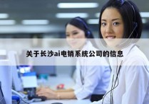 关于长沙ai电销系统公司的信息