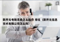 新开元电销系统怎么操作 排名（新开元信息技术有限公司怎么样）