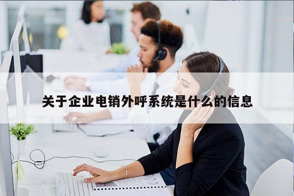 关于企业电销外呼系统是什么的信息