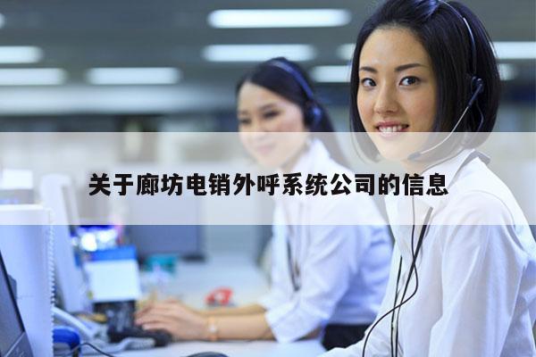 关于廊坊电销外呼系统公司的信息