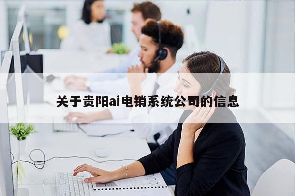 关于贵阳ai电销系统公司的信息